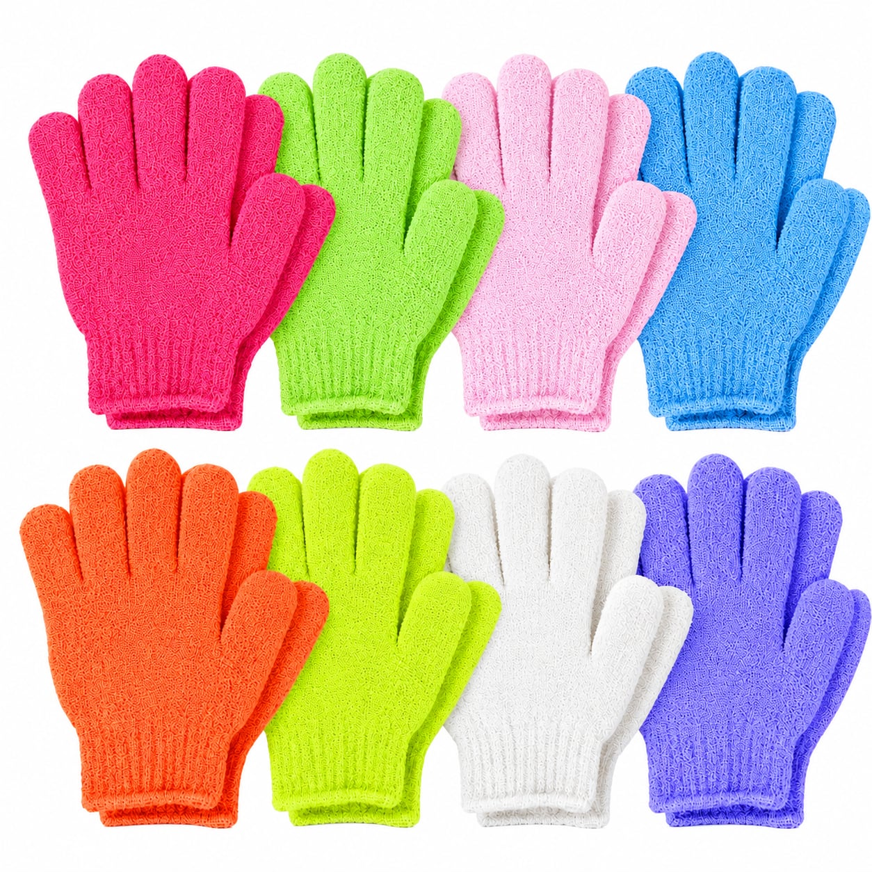 Exfoliating Bath Shower Gloves Multi-Color Nylon Body Scrub 8 Pairs 1
