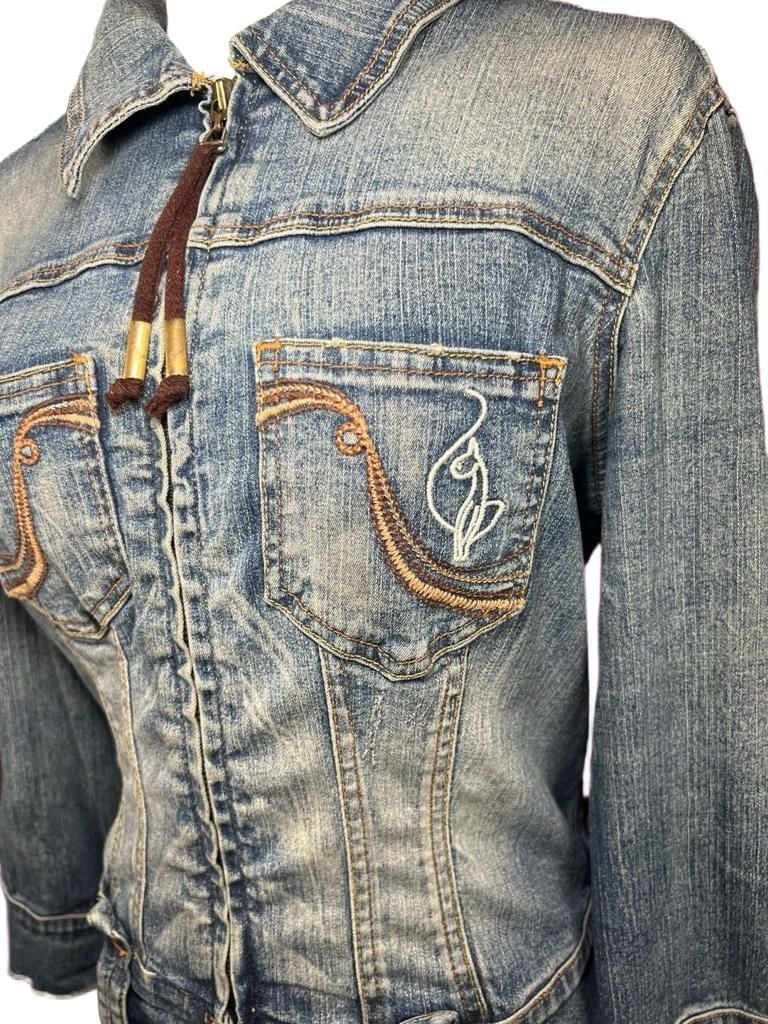 Baby Phat Denim Jacket Size M Blue Zip Up Crop 3