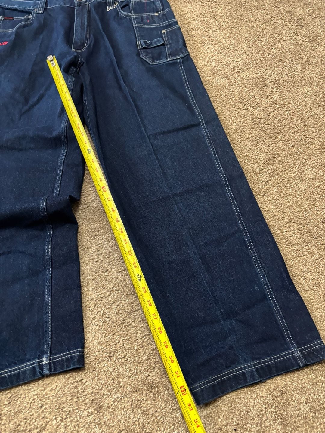 1990s Early 2000s Fubu The Collection Relaxed Jeans 42x34 Dark Wash Cargo Denim Hip Hop Pants 4