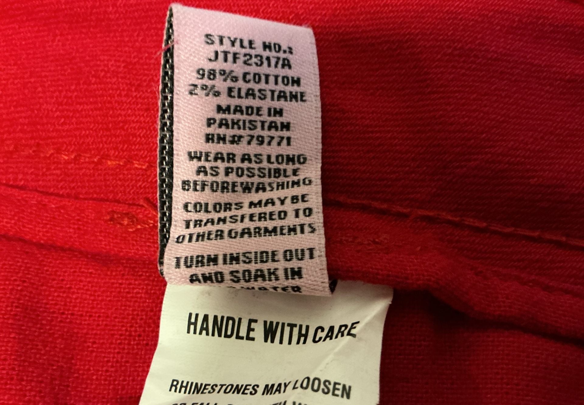 Liquid Crystal Red Rhinestone Diamond Stacked Denim Jeans 10