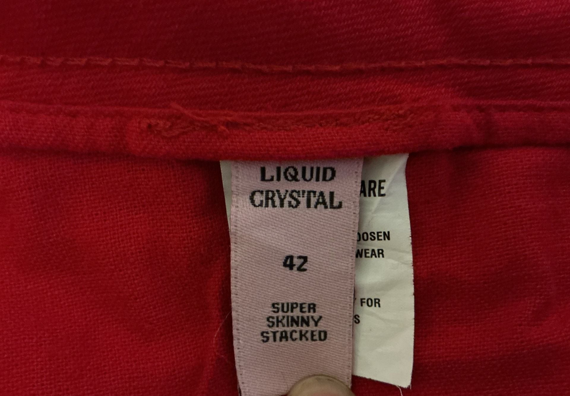 Liquid Crystal Red Rhinestone Diamond Stacked Denim Jeans 12