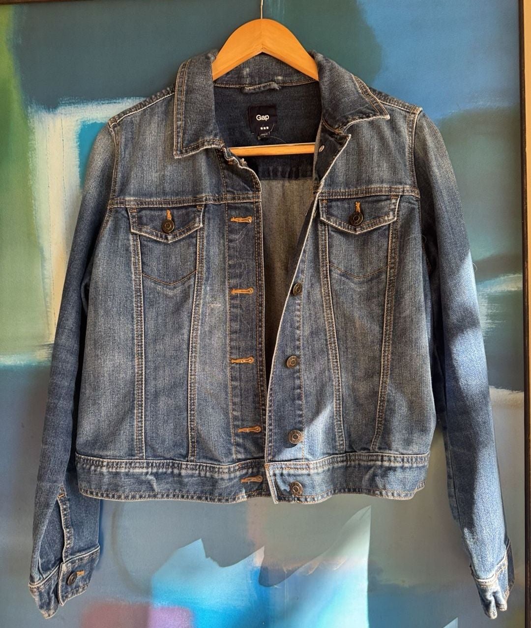 Gap Denim Jacket Size L Blue Cotton Button Front 2