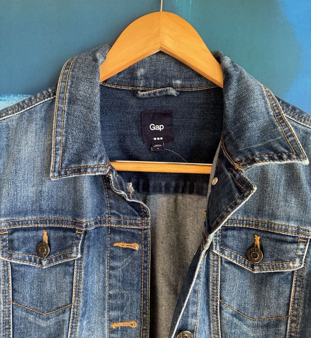 Gap Denim Jacket Size L Blue Cotton Button Front 4