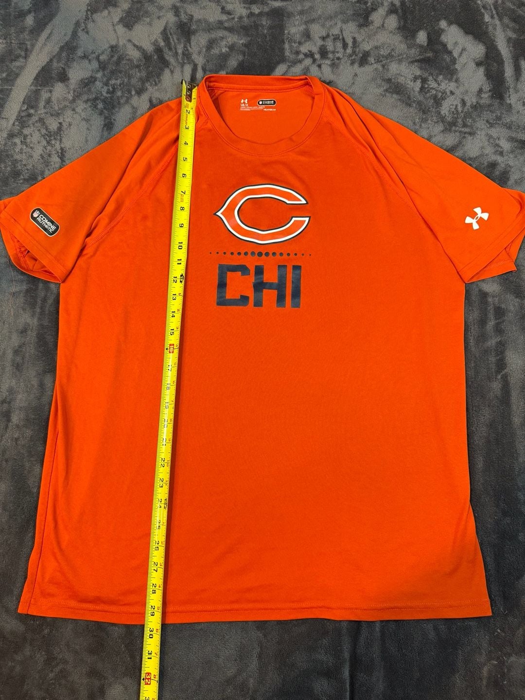 Under Armour Chicago Bears NFL Combine T-Shirt Size Large Orange HeatGear#160 2