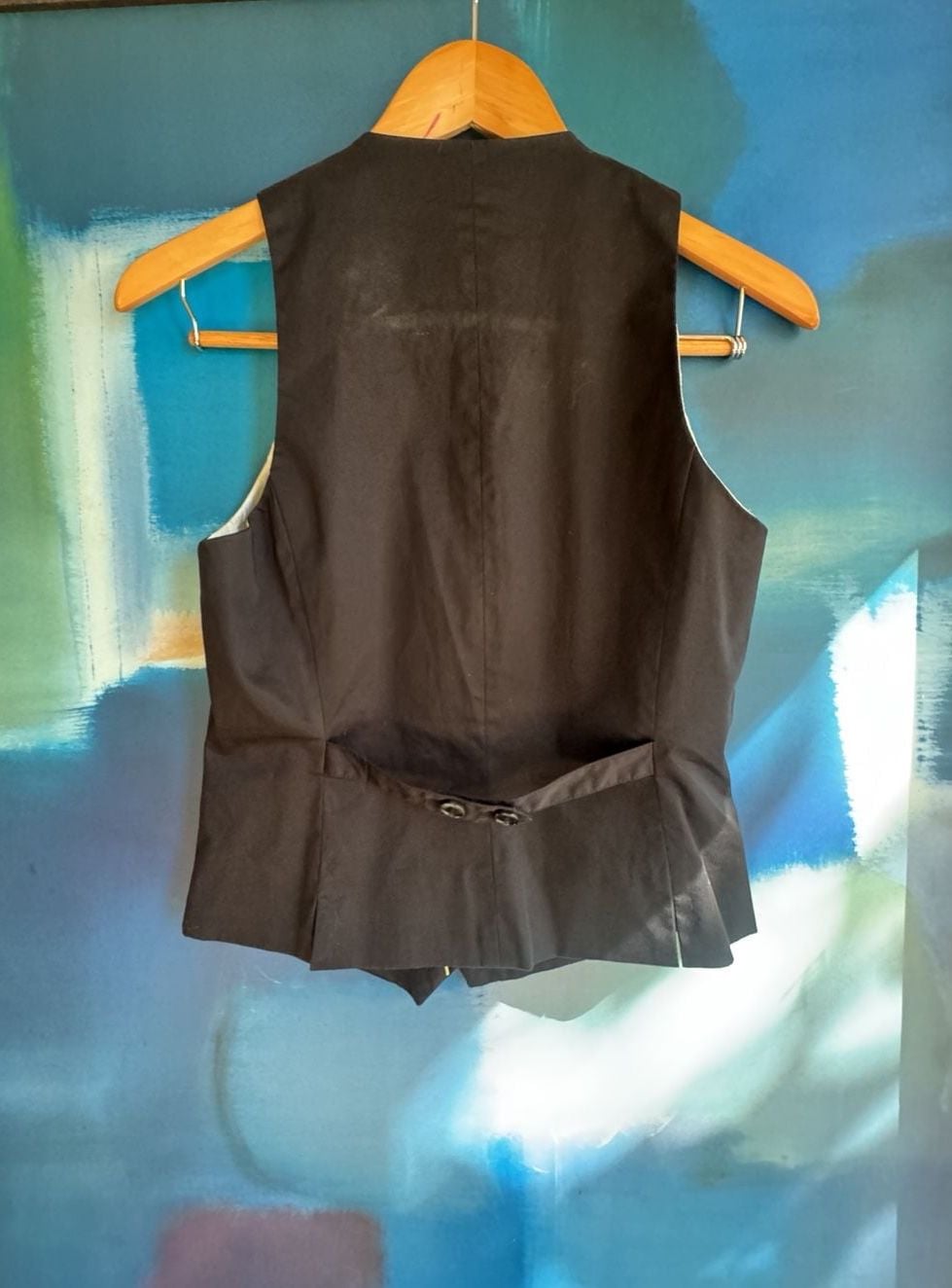 H&M Vest Size 36 Black Suit Waistcoat Button Front 6