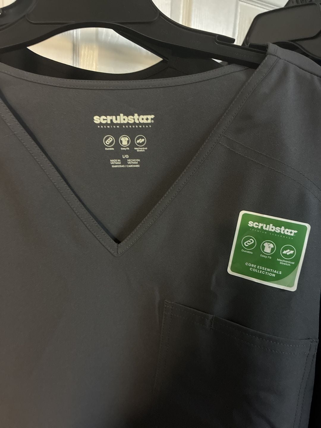 Scrubstar Scrub Top L/ XL Gray & Royal Blue V-Neck Core Essentials 2