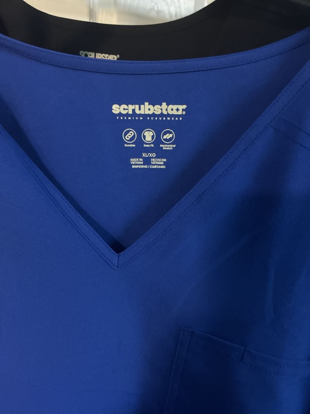 Scrubstar Scrub Top L/ XL Gray & Royal Blue V-Neck Core Essentials 4