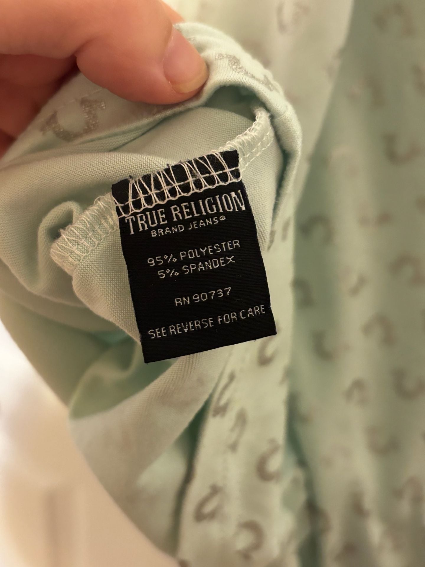 True Religion Horseshoe Print Long Sleeve Top Size M Green 6