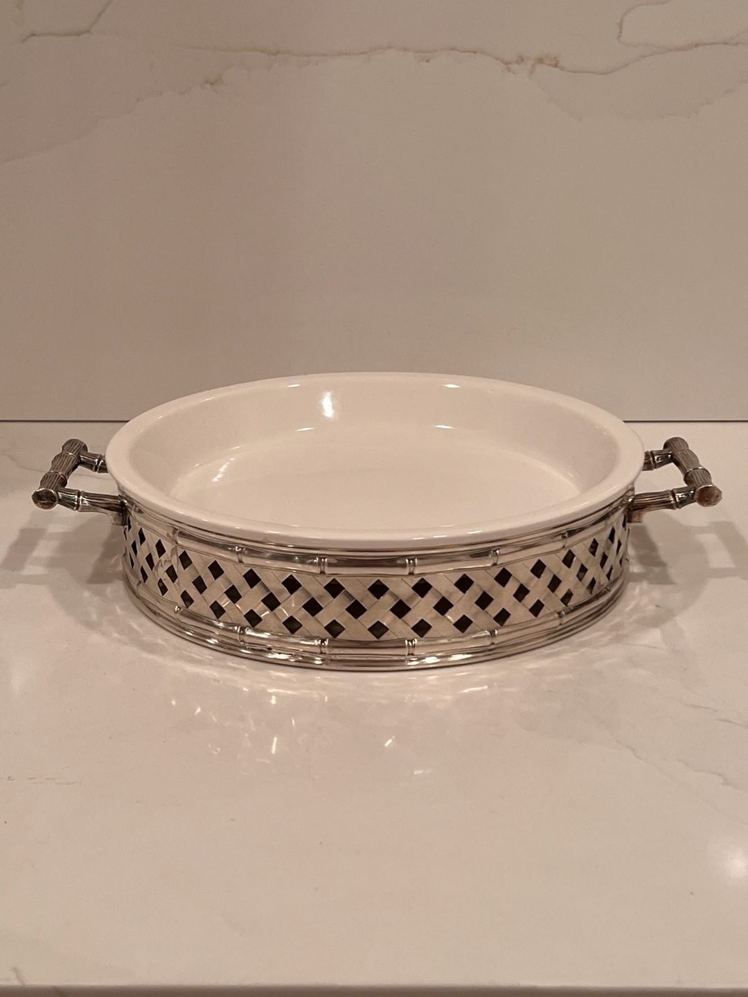 International Silver Co. Silver Plated Faux Bamboo Pie Plate 1