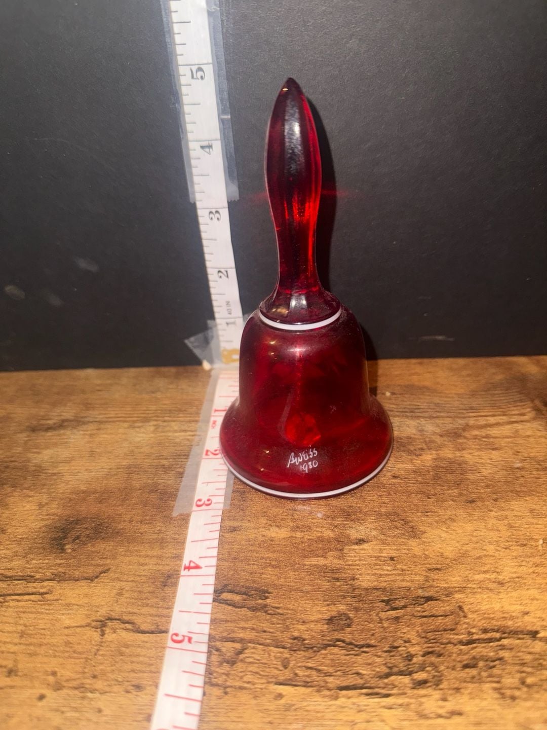 Westmoreland Red Glass Bell, Artist Signed 1980 Vintage - , 3