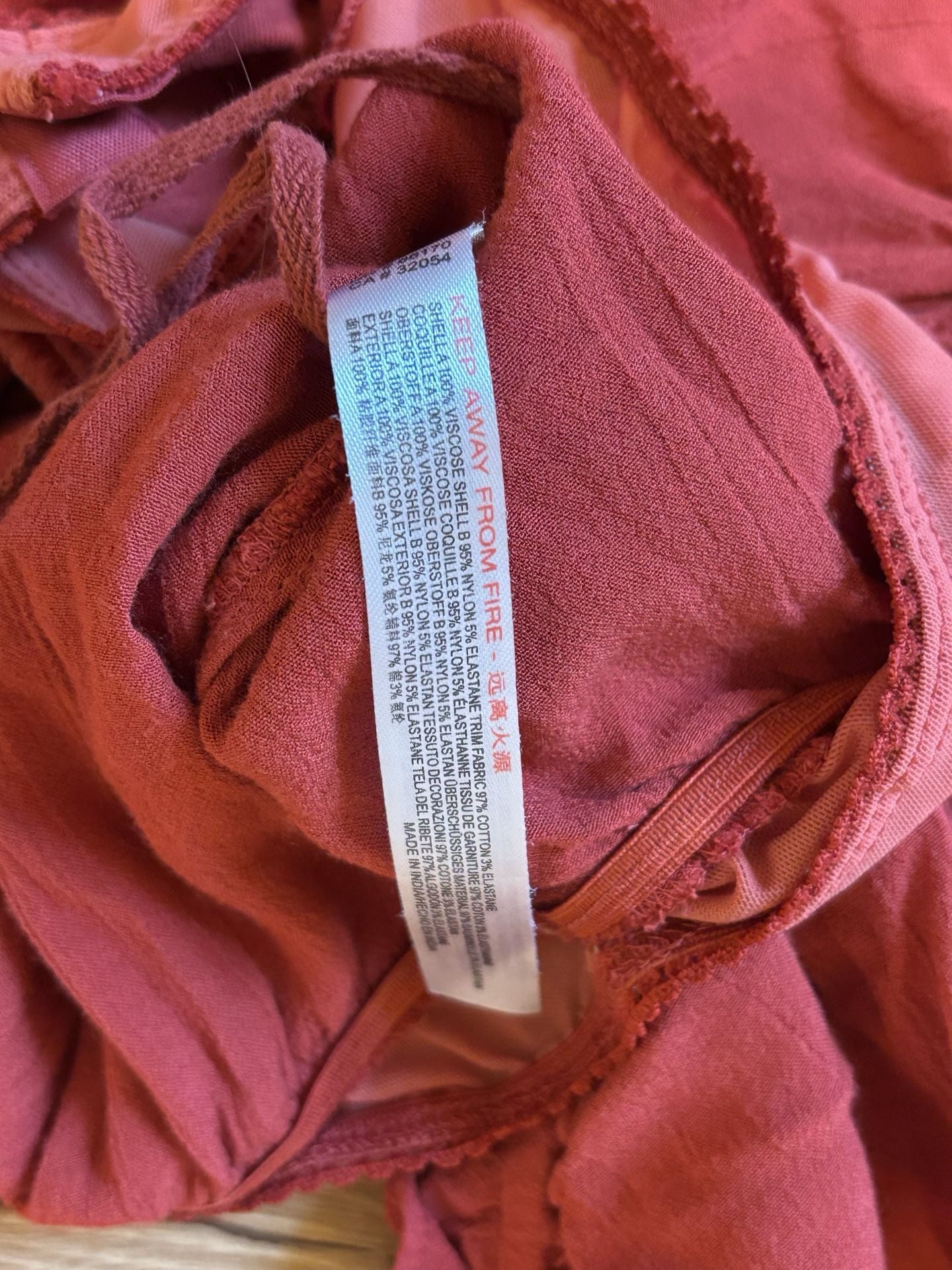 Free People Cleo Bodysuit Burnt Orange Short Sleeve Tie V-Neck 5