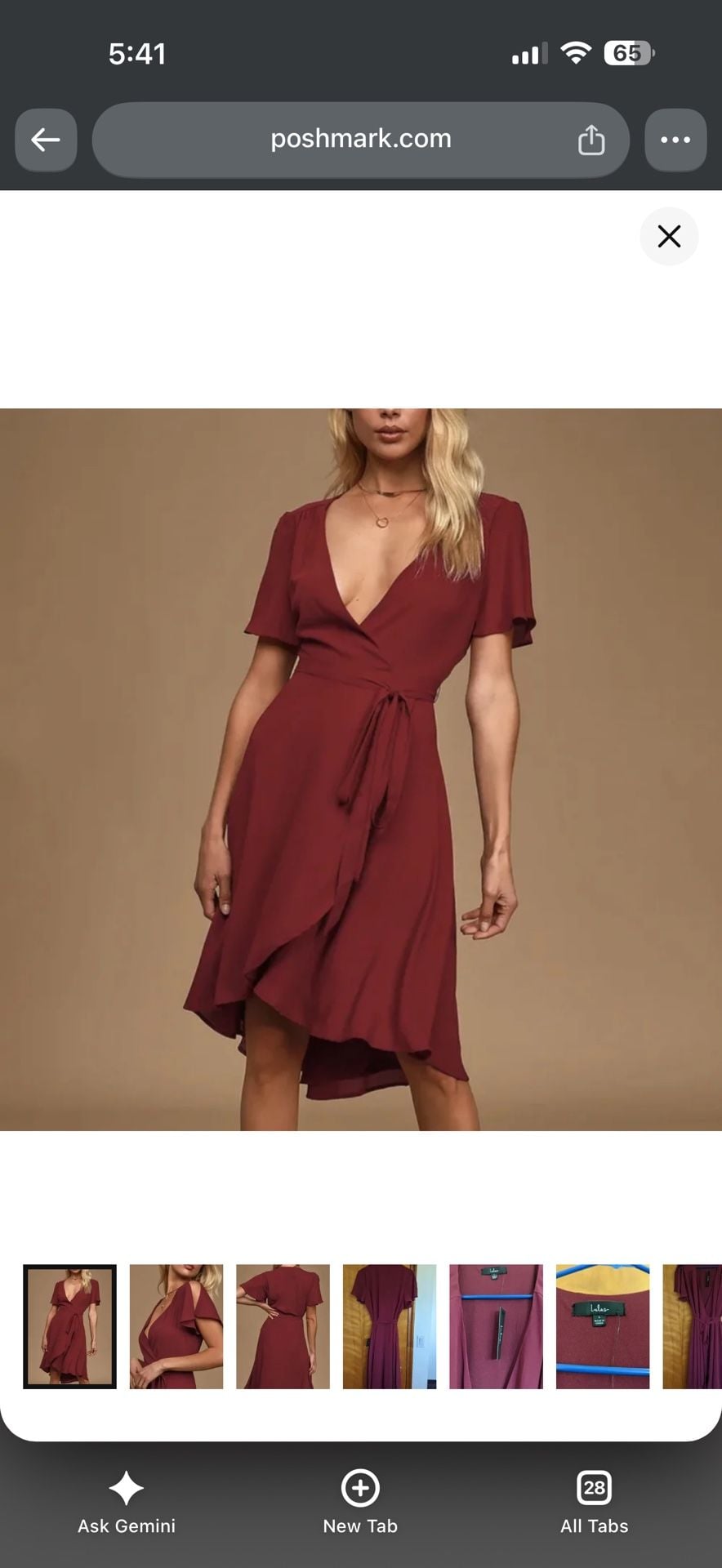 Lulus My Philosophy Burgundy Wrap Dress Size S 2
