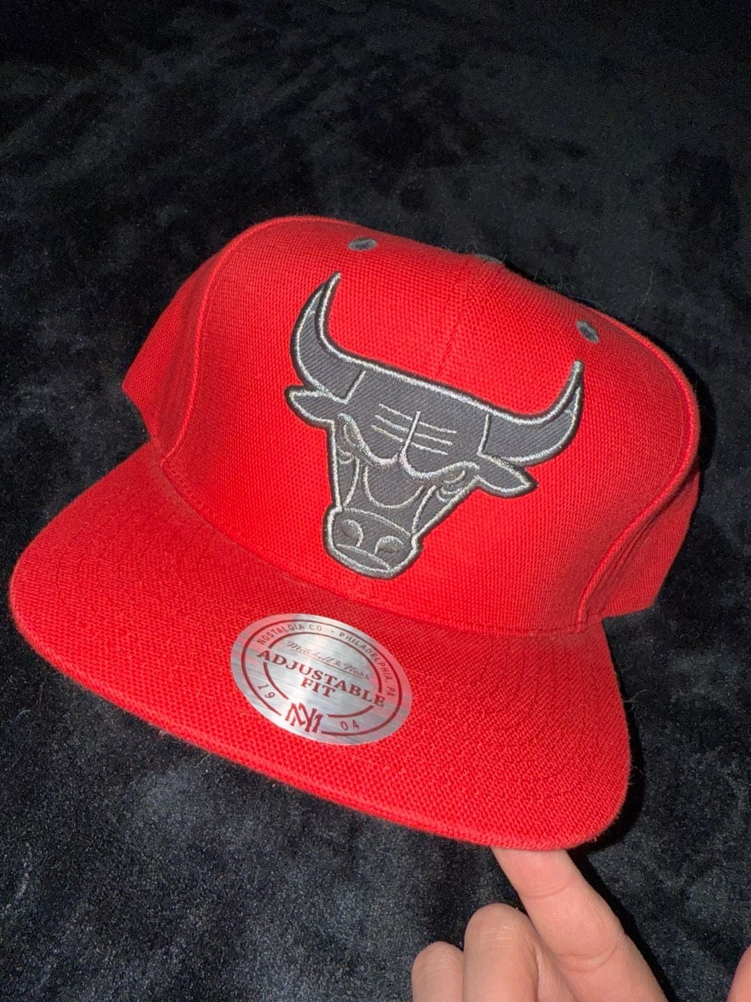 Mitchell & Ness Chicago Bulls Snapback Hat Red Adjustable 3