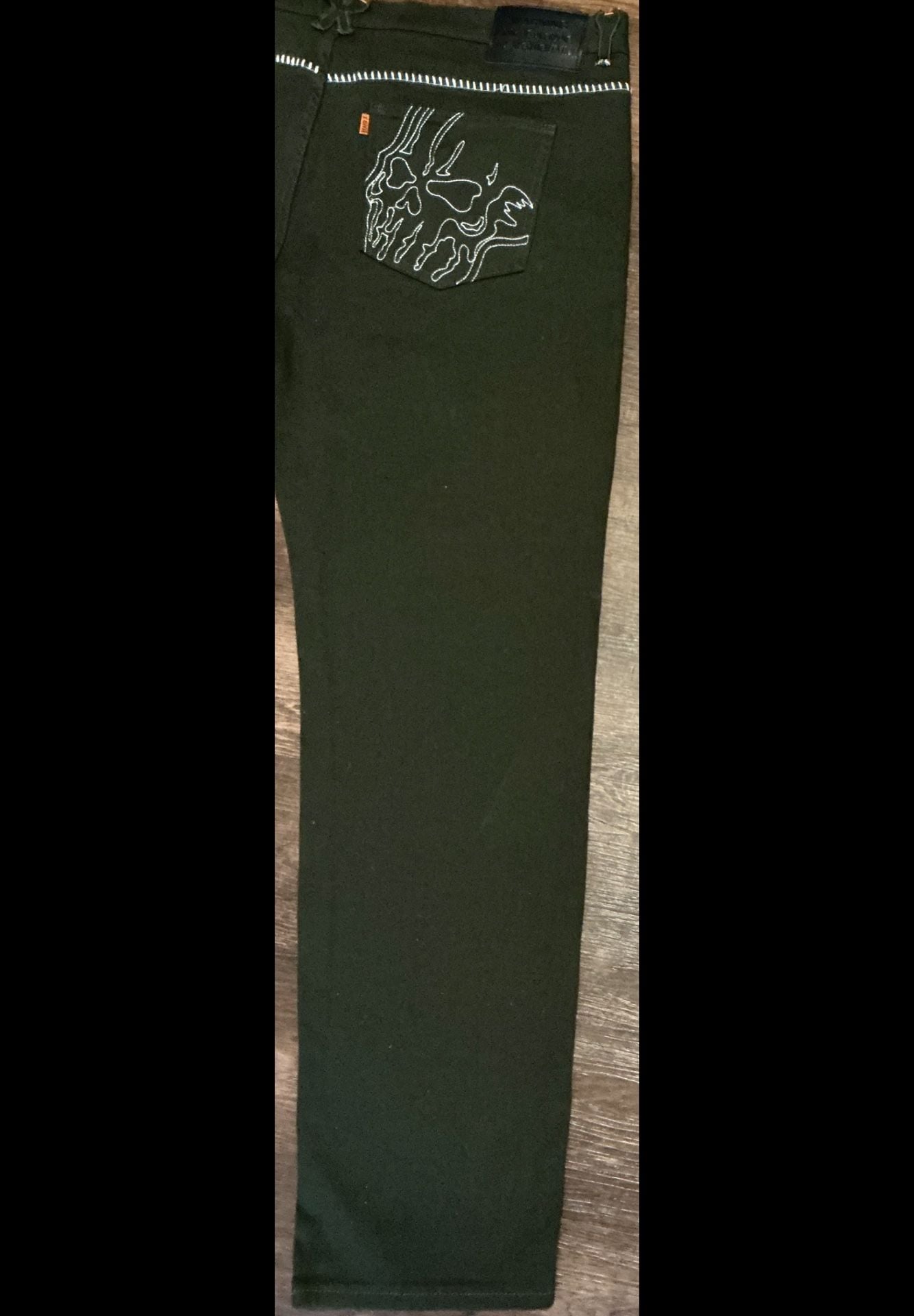 Brand X Love Is Mortal Dark Green Plaid Patchwork Jeans 12
