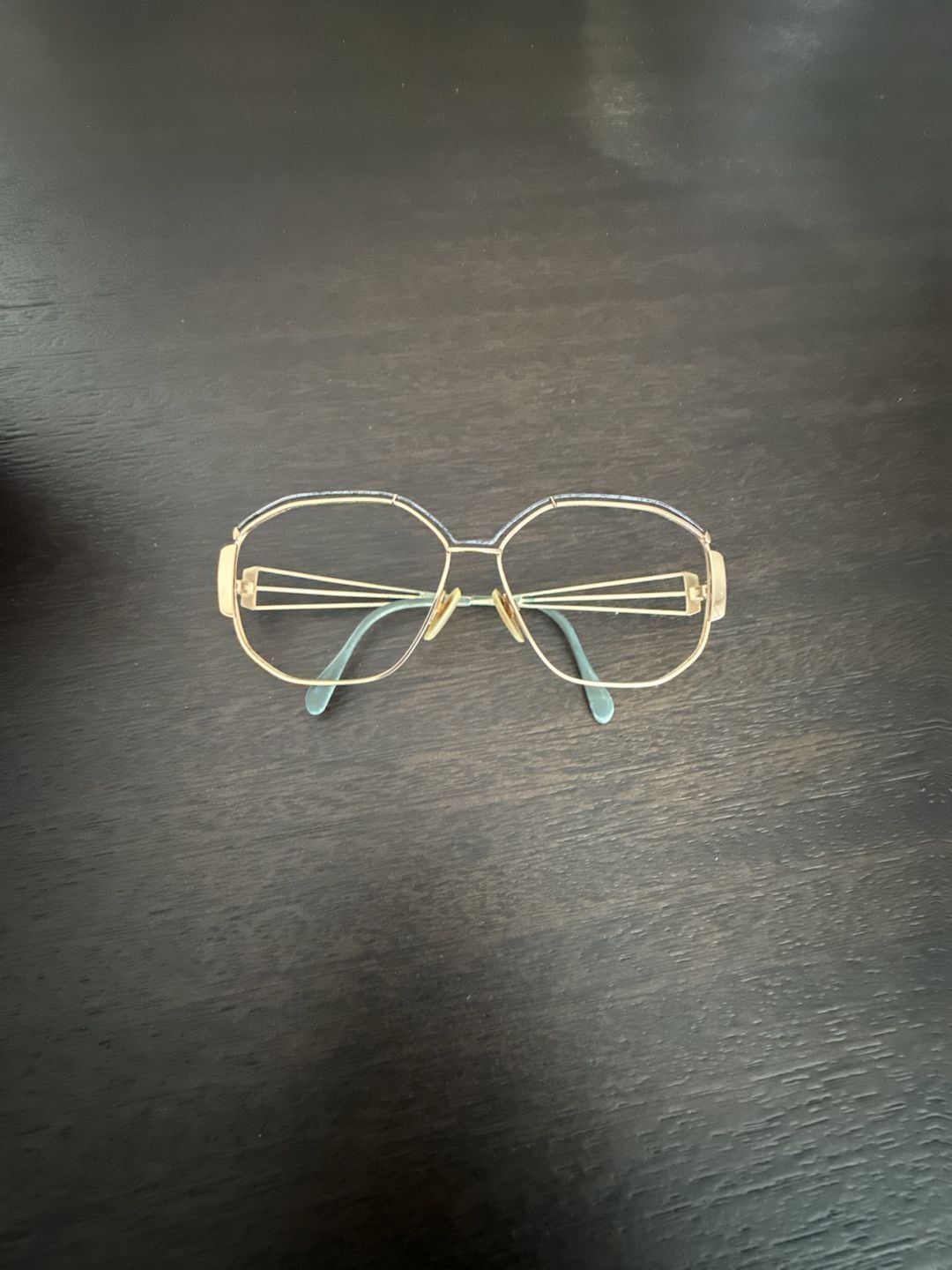 Neostyle Vintage 80s Gold Eyeglass Frames Geometric Oversized 2