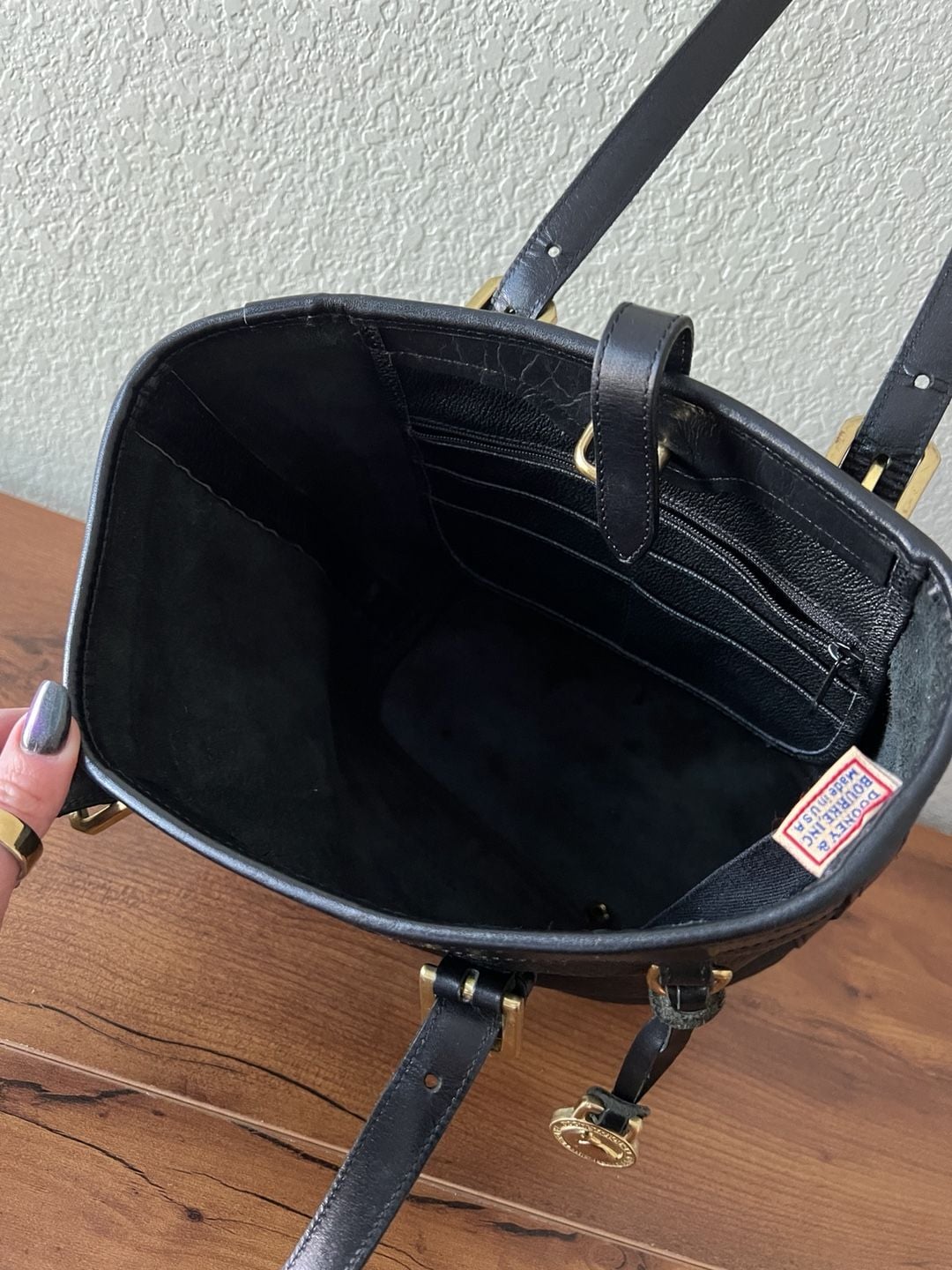 Dooney & Bourke Vintage Pebble Leather Black Shoulder Tote Handbag 7