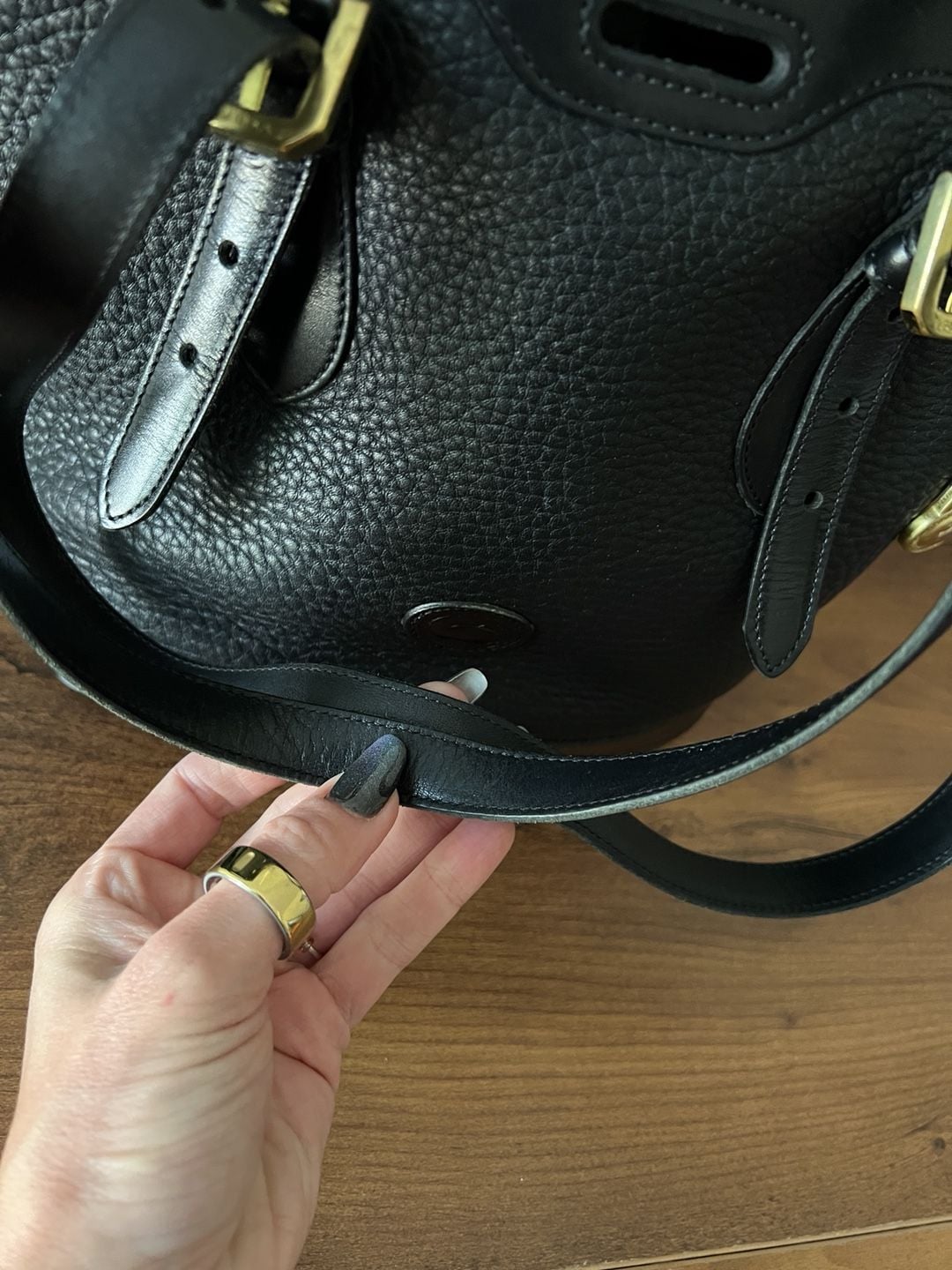 Dooney & Bourke Vintage Pebble Leather Black Shoulder Tote Handbag 8