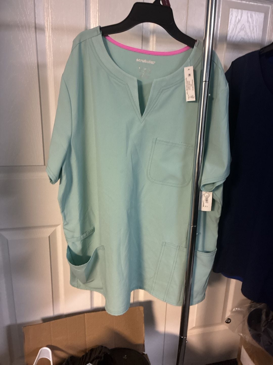 3 pc Bundle Hanes Comfort Fit Ribbed Side Panel V-Neck Scrub Top Size 2XL 5
