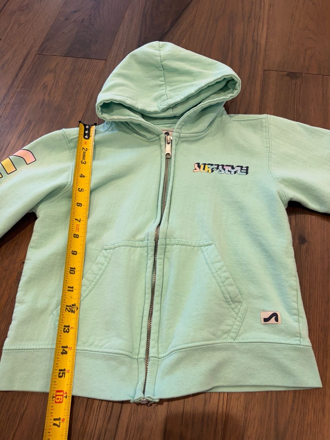 Surf Style Zip-Up Hoodie Size 6/8 Mint Green Clearwater Beach 3