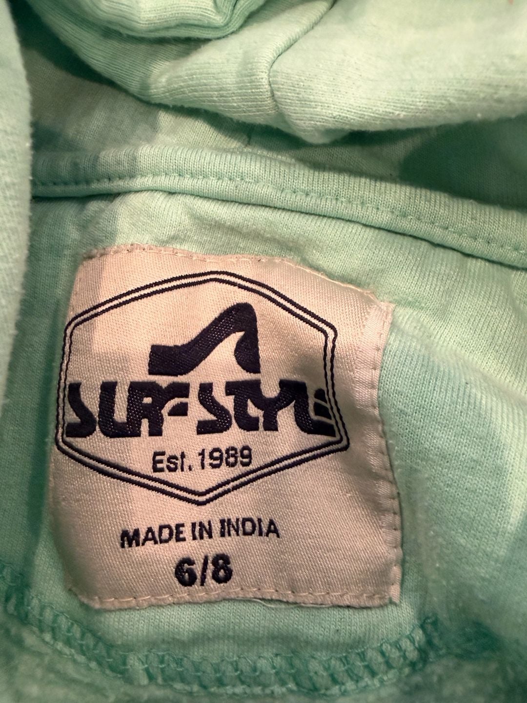 Surf Style Zip-Up Hoodie Size 6/8 Mint Green Clearwater Beach 5