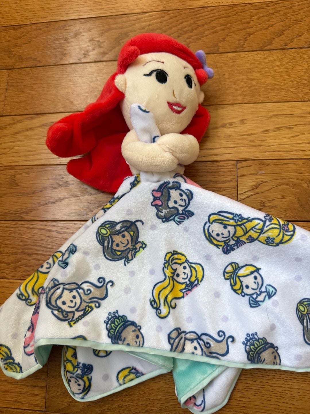 Disney Baby Ariel Princess Security Blanket Size 14 in. x 14 in. Lovey 1