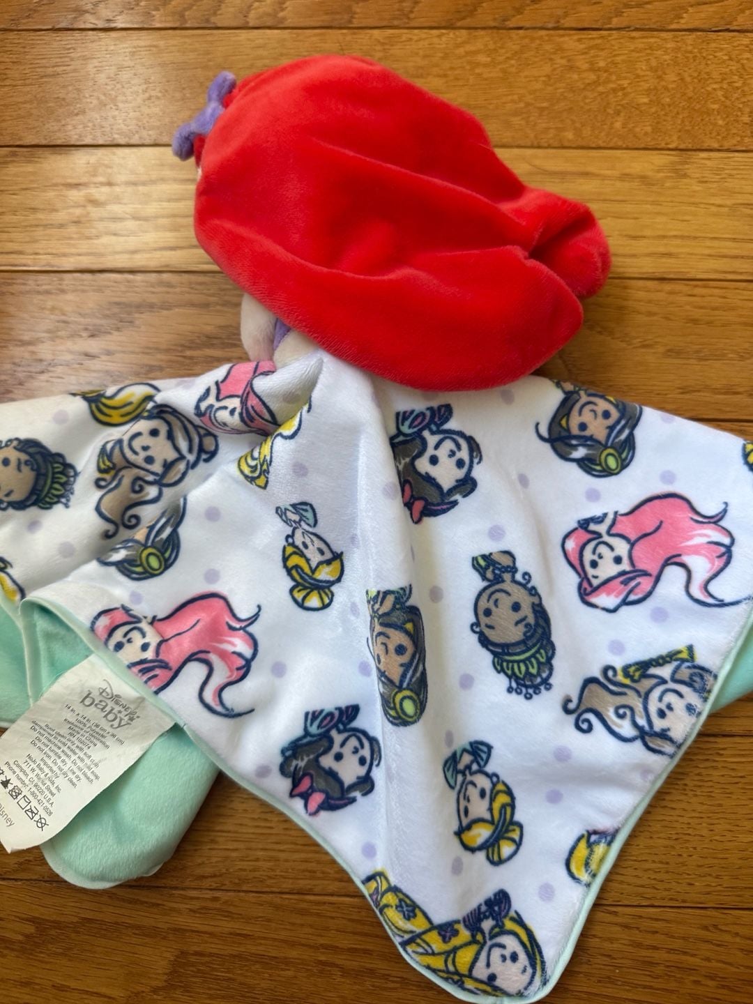 Disney Baby Ariel Princess Security Blanket Size 14 in. x 14 in. Lovey 2
