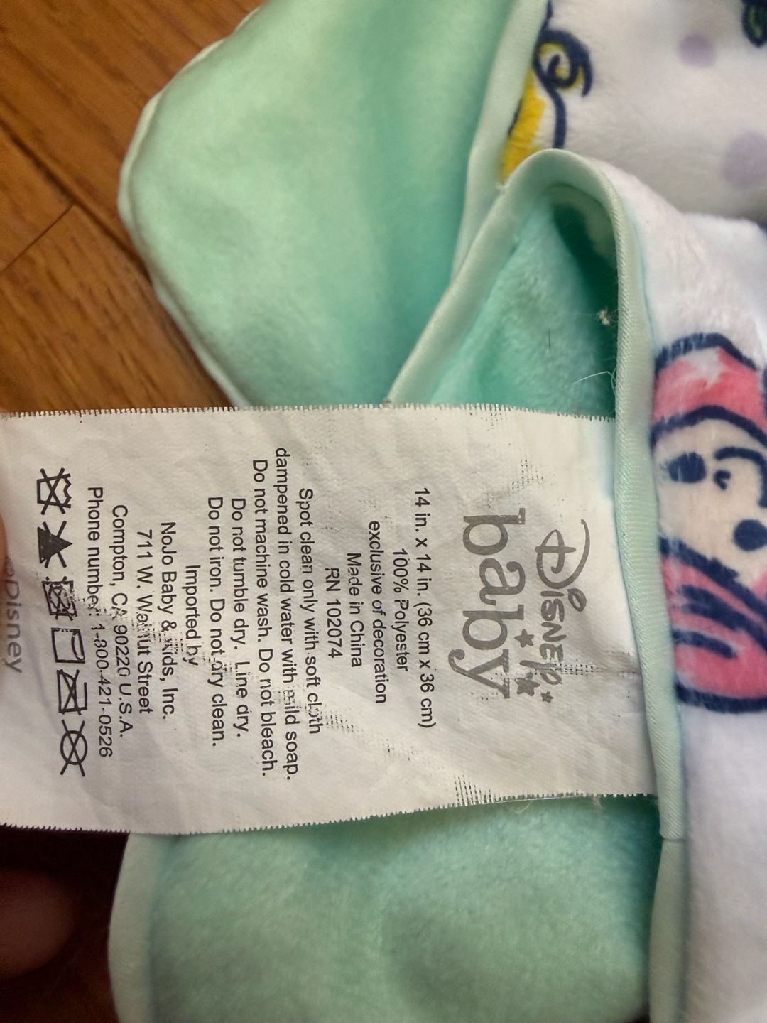 Disney Baby Ariel Princess Security Blanket Size 14 in. x 14 in. Lovey 3