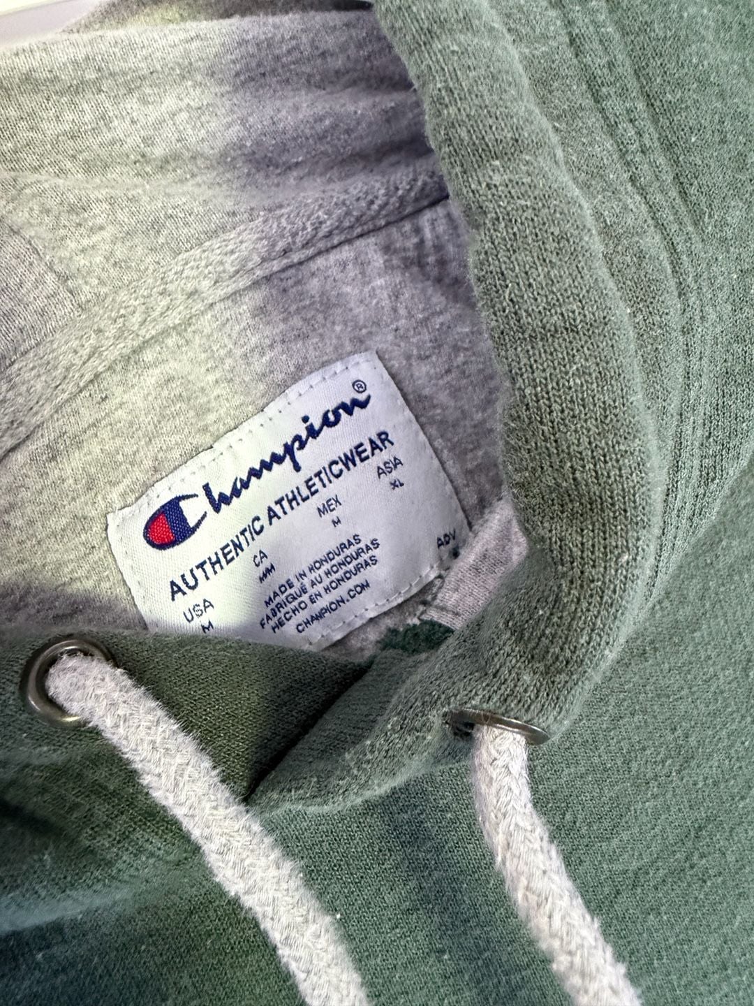 Champion Colorblock Hoodie Size M Green Grey 4