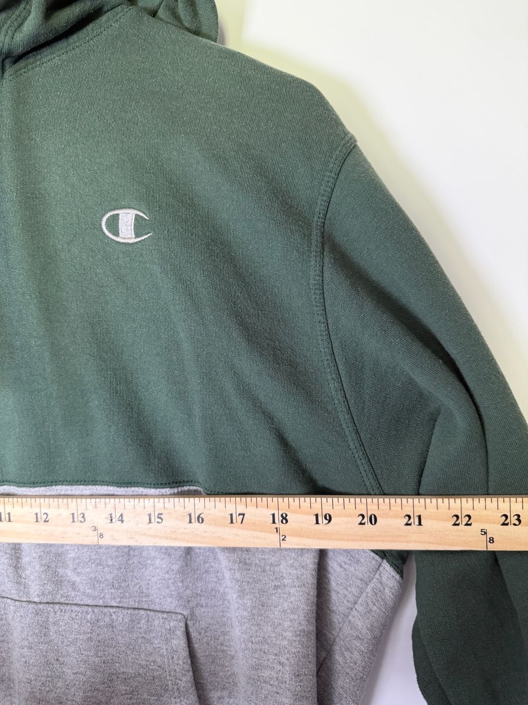 Champion Colorblock Hoodie Size M Green Grey 6