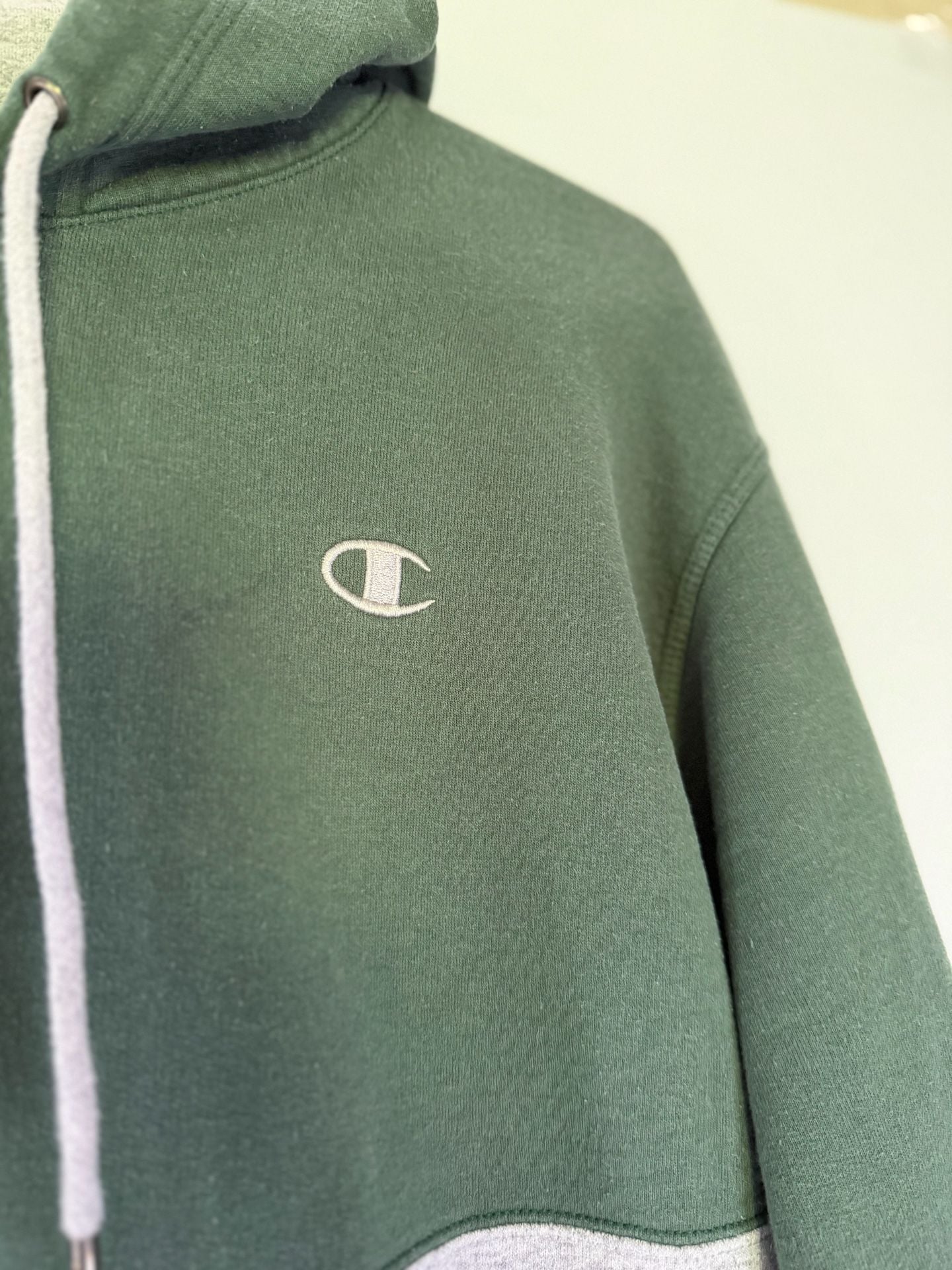 Champion Colorblock Hoodie Size M Green Grey 8