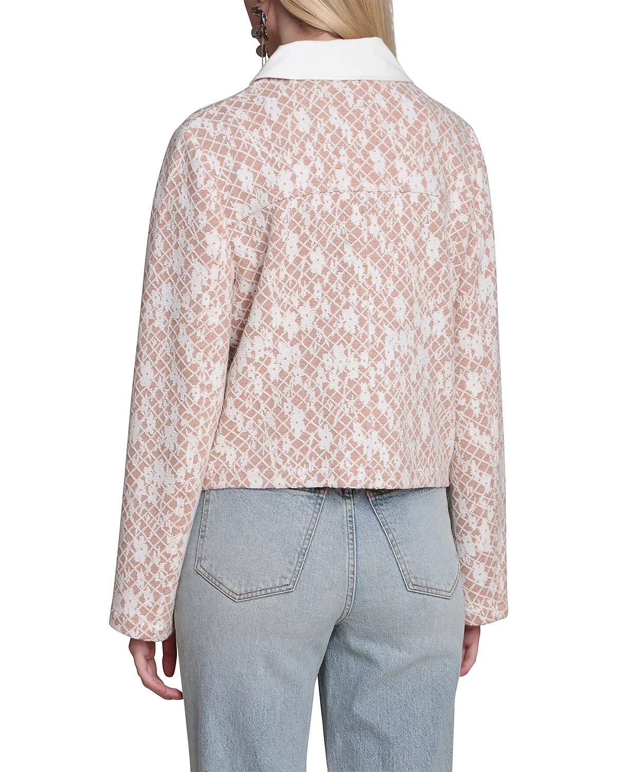 Bagatelle Collection Cropped Jacket Size XL White Tan Jacquard #74 5