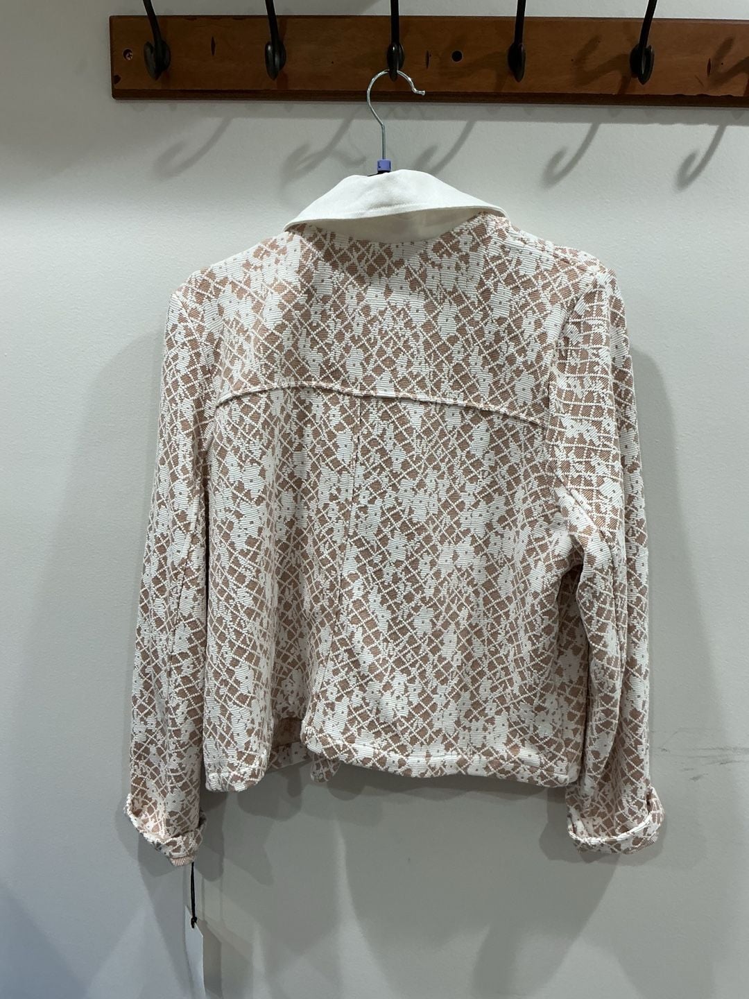 Bagatelle Collection Cropped Jacket Size XL White Tan Jacquard #74 7