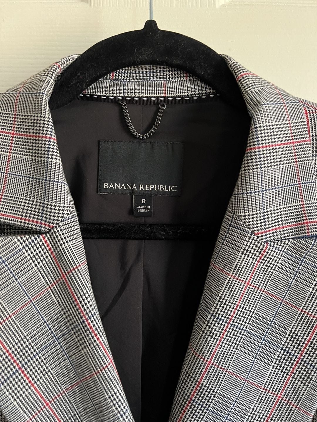 Banana Republic Double Breasted Plaid Blazer Size 8 Grey Red Check 3