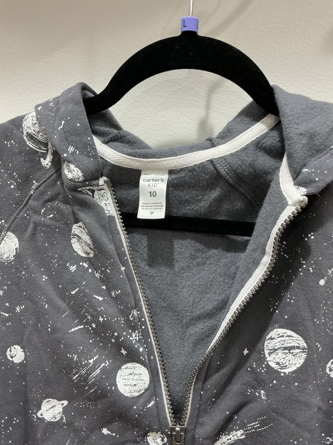 Carter's Kid Space Zip-Up Hoodie Size 10 Gray Outer Space Print #57 4
