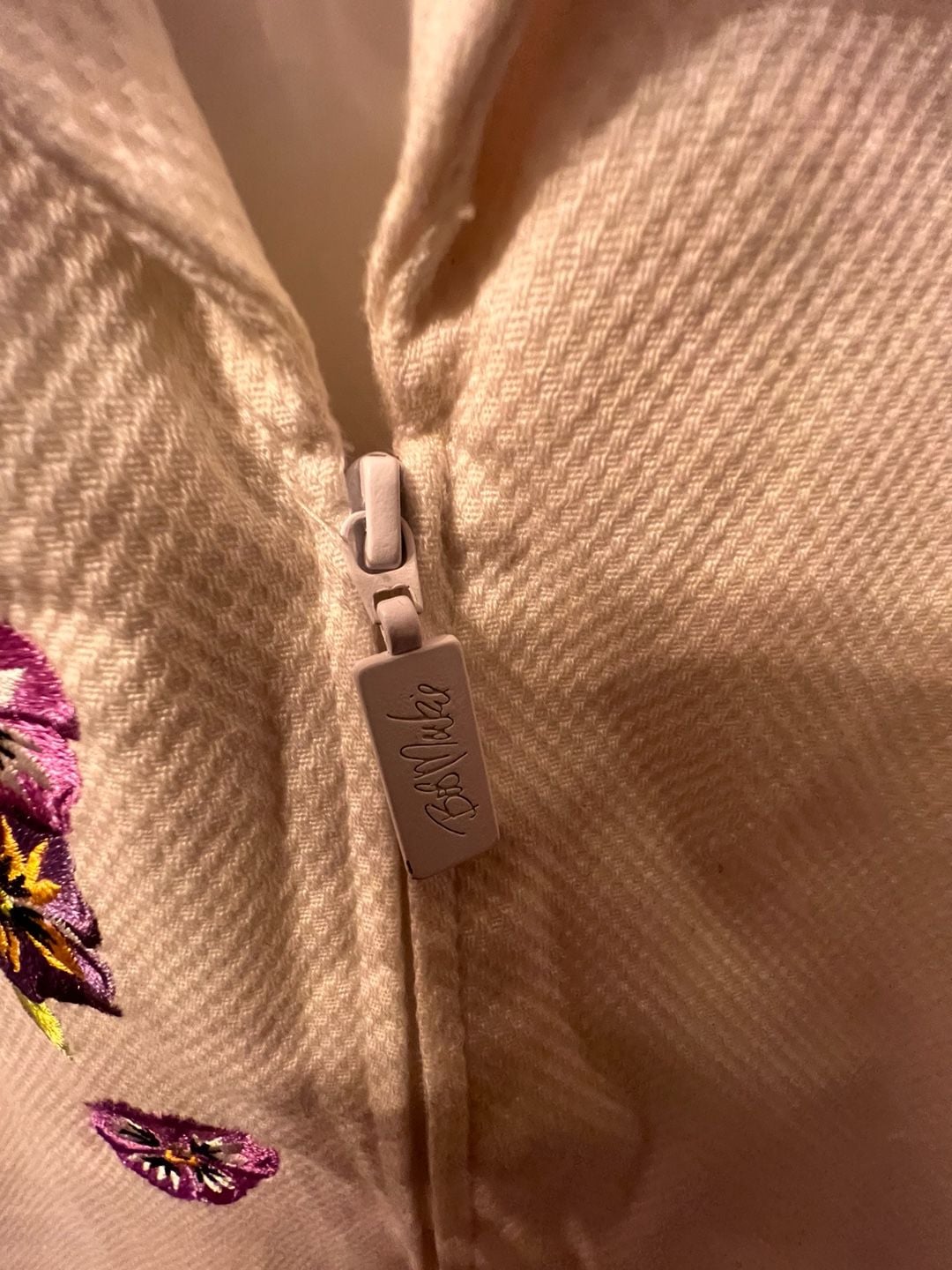 Bob Mackie Wearable Art Zip Jacket Size L White Floral Embroidered 5