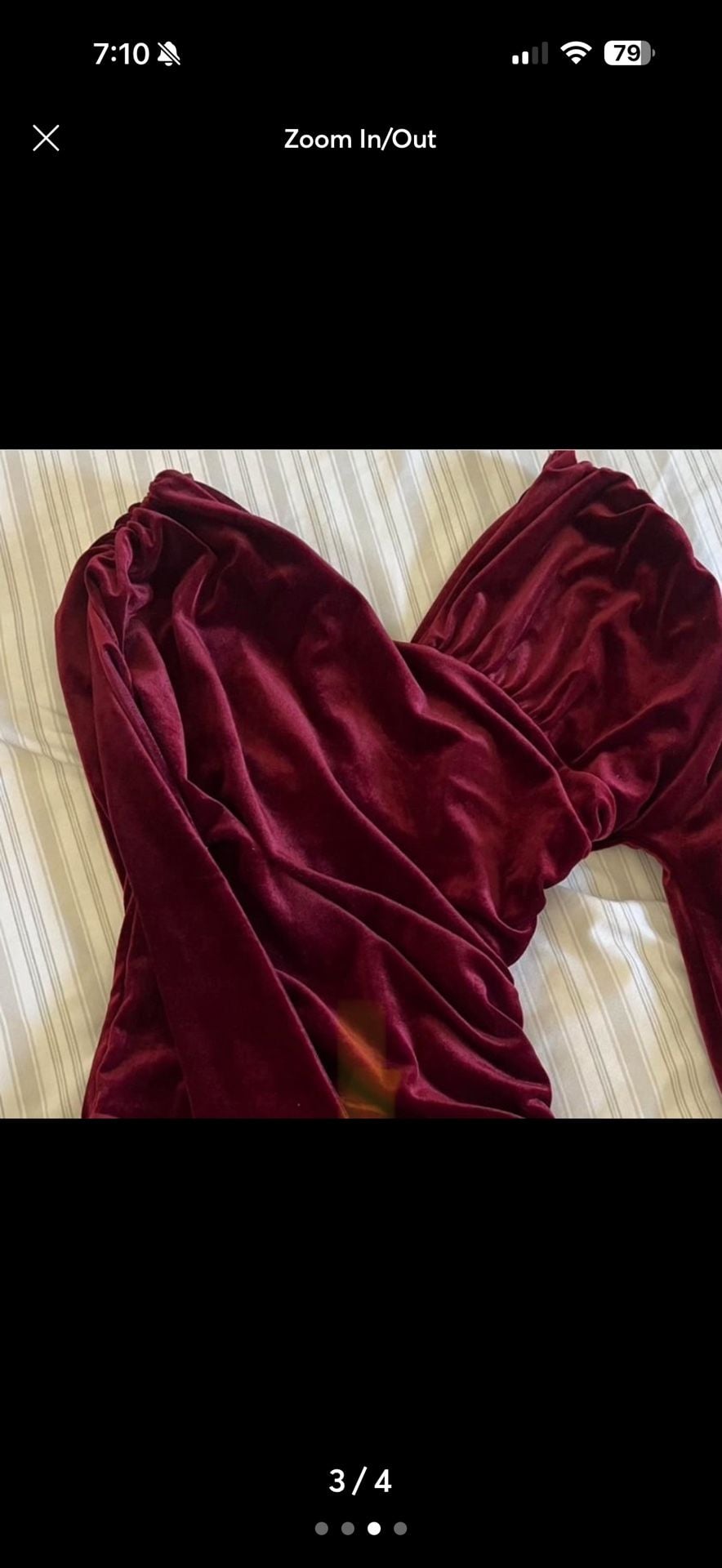 Express Velvet Bodysuit Size XS Dark Red Asymmetrical Ruched 2