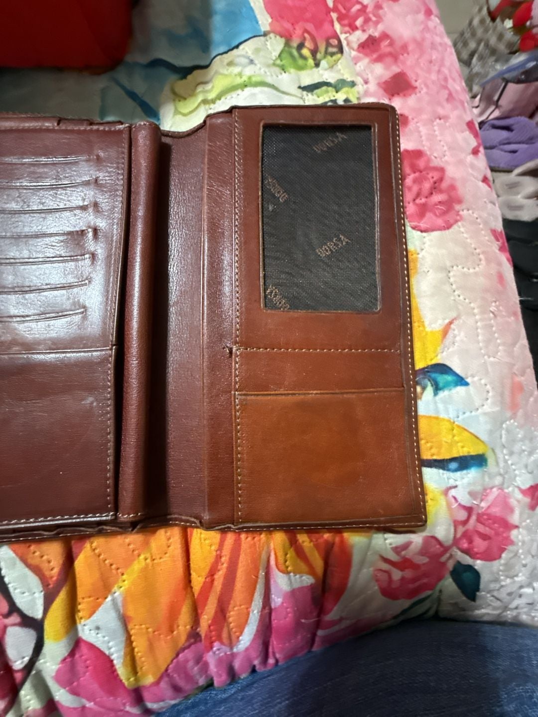 Dorsa Leather Checkbook Wallet Brown 8