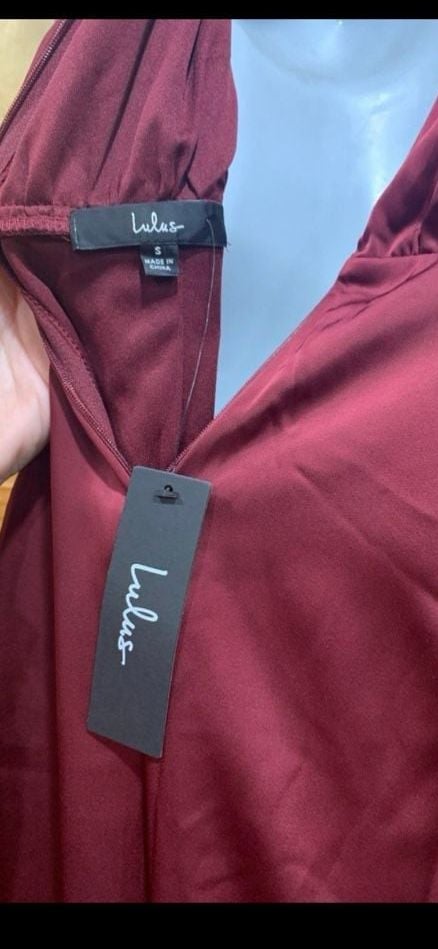 Lulus Classic Elegance Wine Red Satin Mock Neck Jumpsuit 10