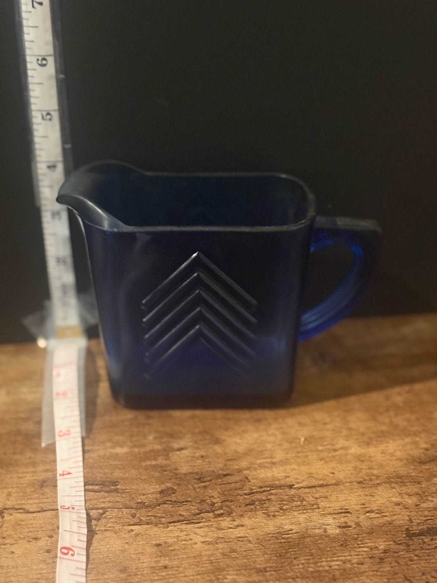 Cobalt Blue Depression Glass 1930 Hazel Atlas Chevron Pattern Antique Art Deco 3