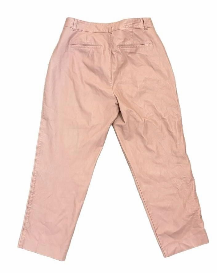 Babaton Aritzia Size 12 Blush Pink Vegan Leather Pants High Rise Sleek Trouser  9