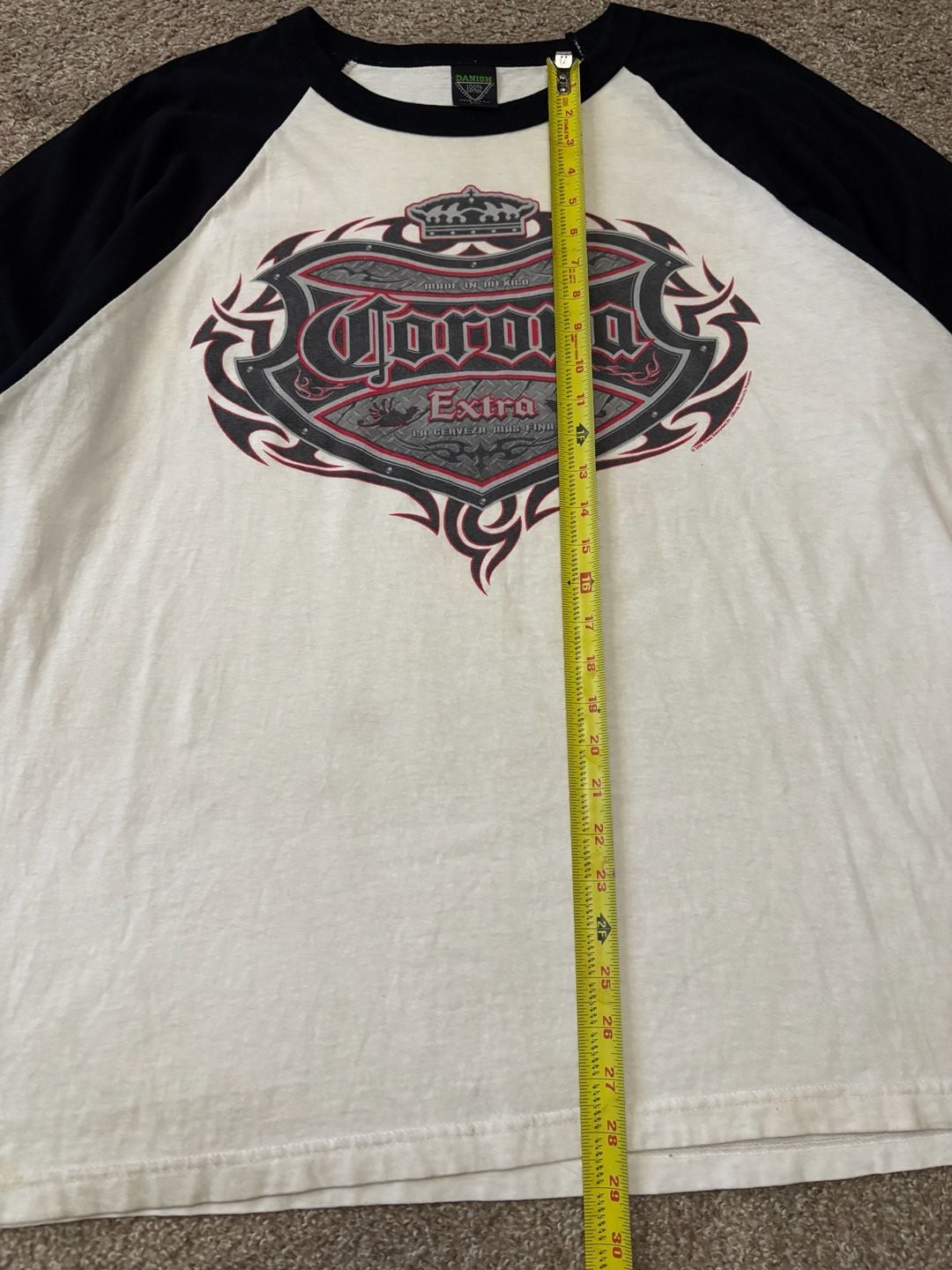 Corona Extra Raglan T-Shirt Size 2XL Black White Graphic Tee 4