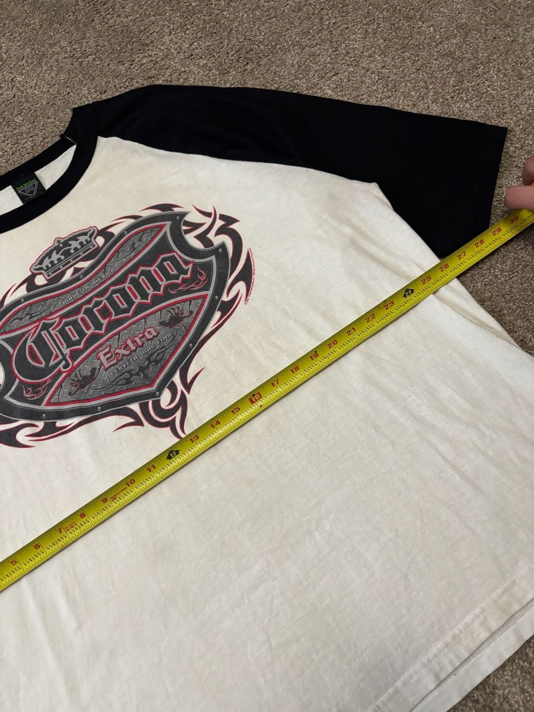 Corona Extra Raglan T-Shirt Size 2XL Black White Graphic Tee 5