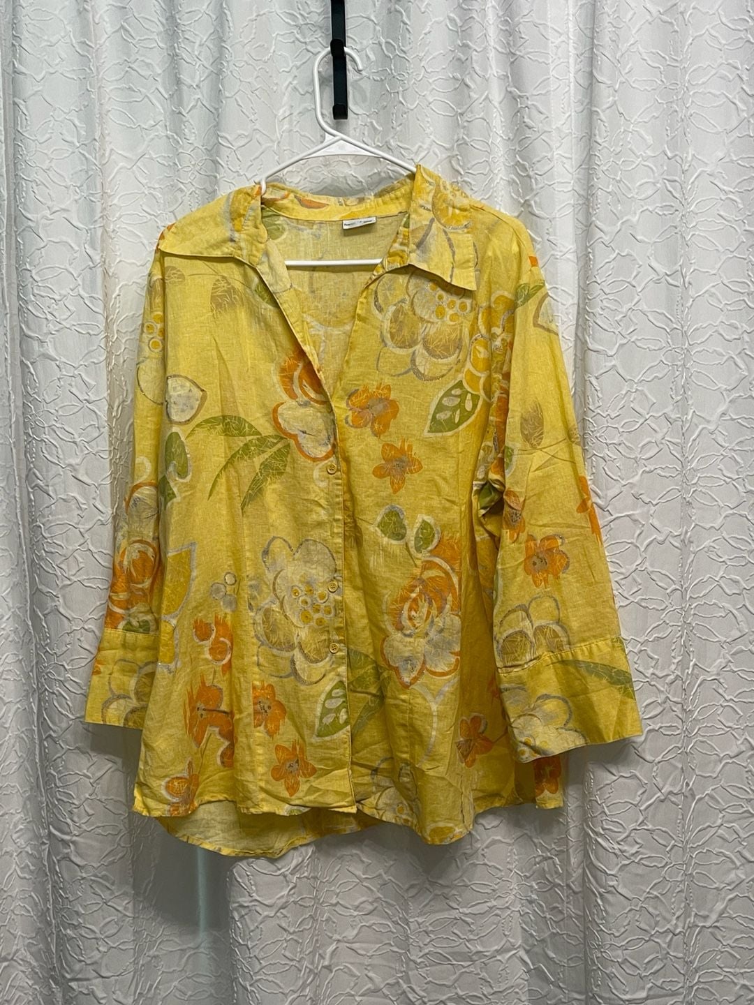 Vintage Harve Benard Yellow Floral Button Up Blouse Shirt Cottagecore 2