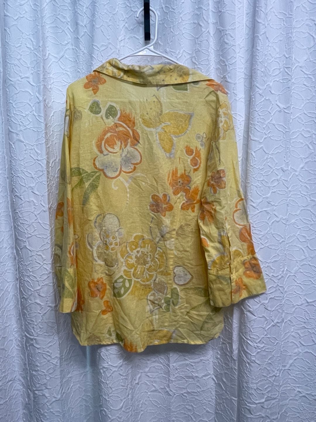 Vintage Harve Benard Yellow Floral Button Up Blouse Shirt Cottagecore 4