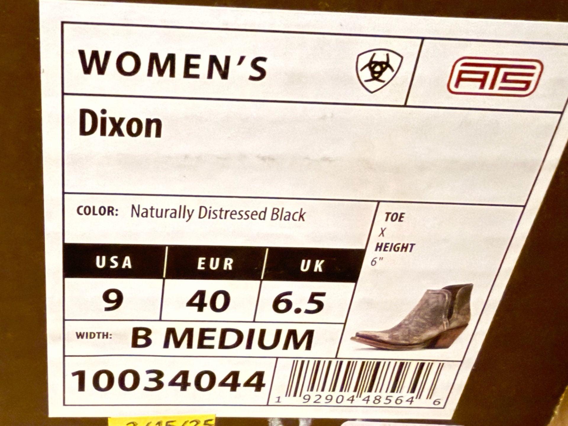 Ariat Dixon Western Boot Size 9 Naturally Distressed Black 6