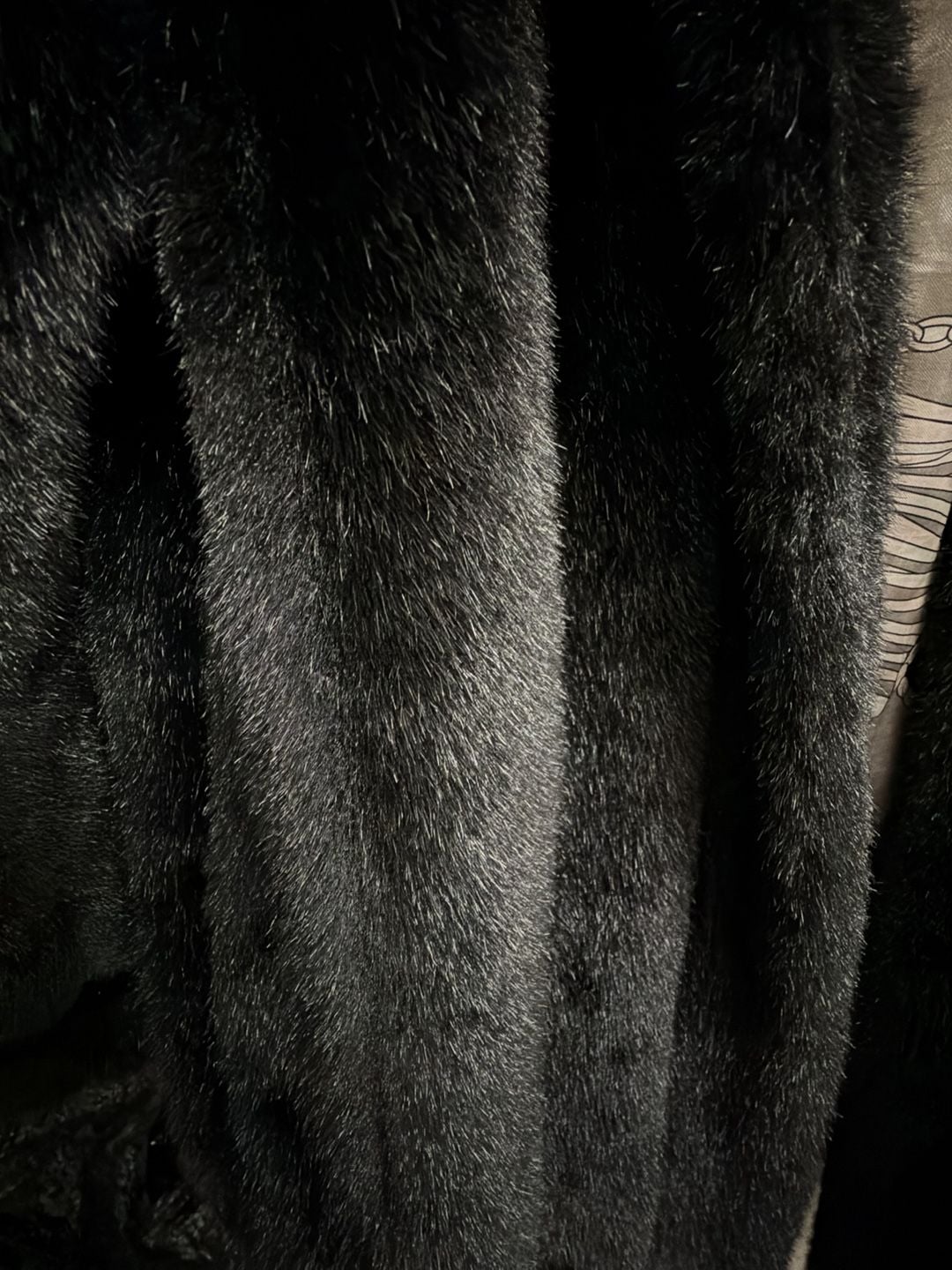 Dennis Basso Faux Fur Coat Size 2X Black Printed Lining 5