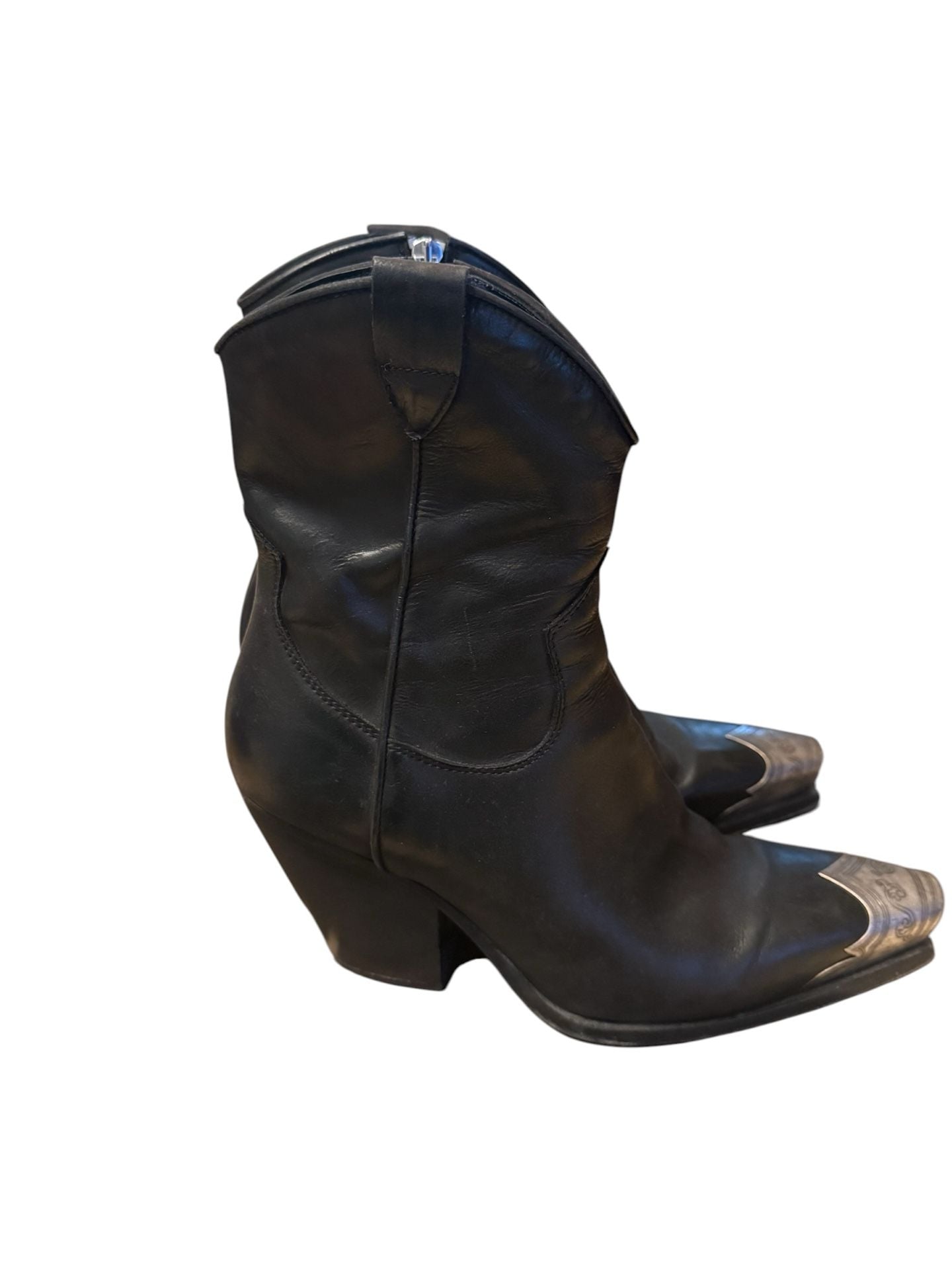 Free People Brayden Western Boots Size 39 Black Leather 2