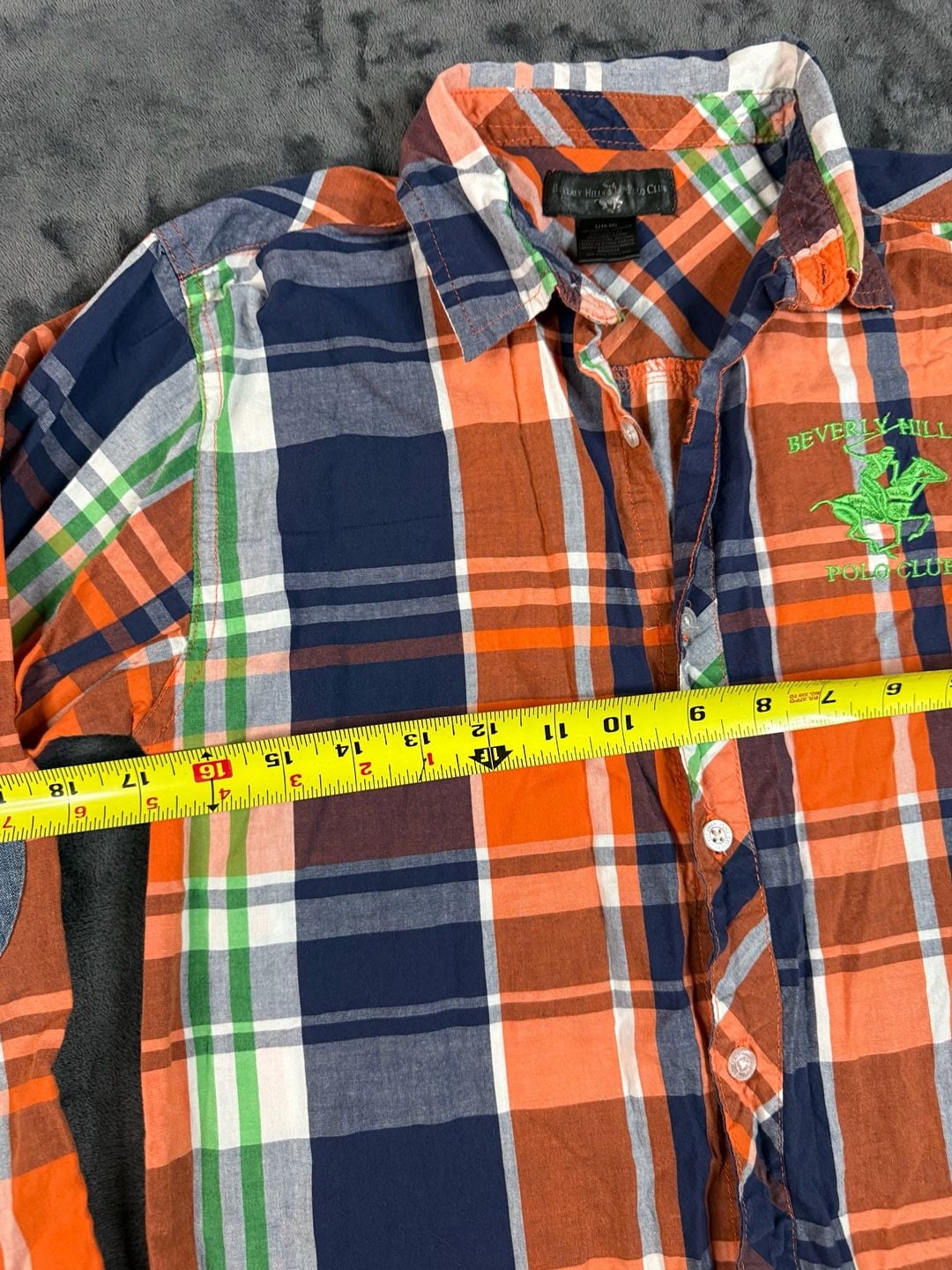 Kids Beverly Hills Polo Club Plaid Button Down Shirt Size L 16/18#167 3