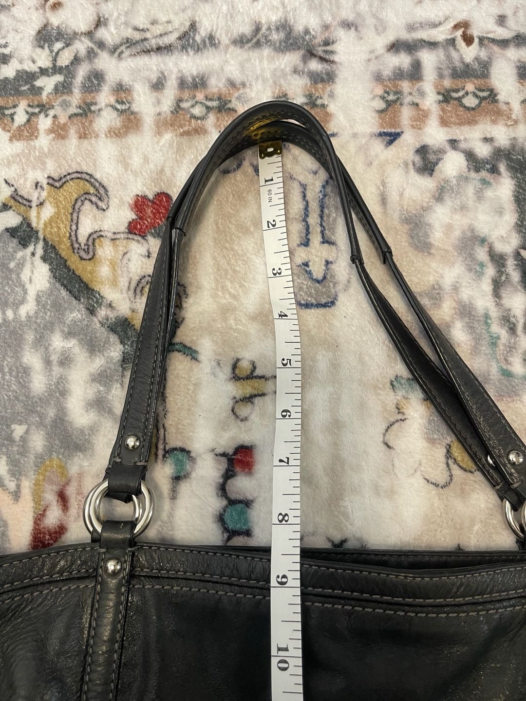 Coach Audrey Black Soft Leather Dotted Tote Bag 10