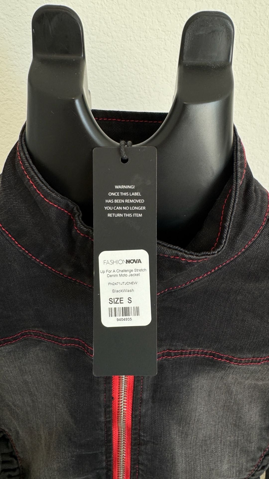 Fashion Nova Up For A Challenge Stretch Denim Moto Jacket Size S 3